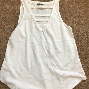 White Express Tank Top with Strappy Neck